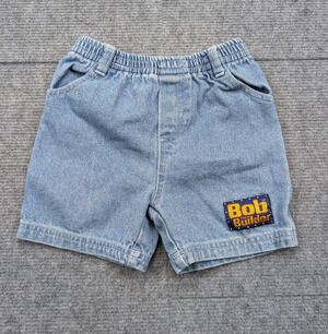 Vintage Bob The Builder Shorts Baby Boys 18M Denim Pull On Y2K Cartoon Carpenter